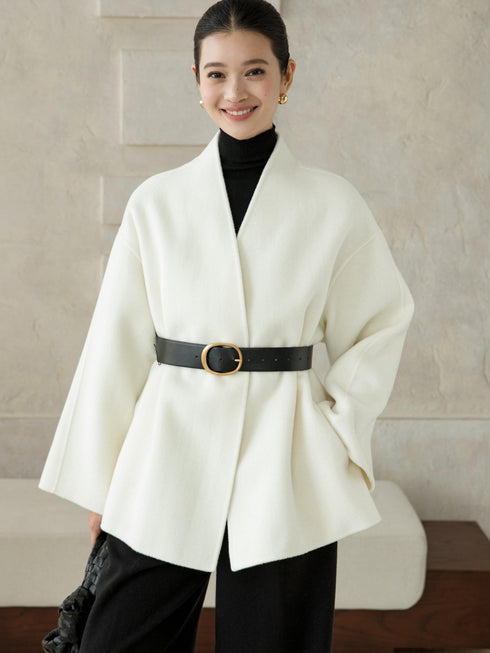 Soft V-Neck Wool Coat