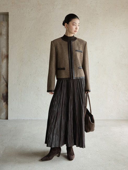 Arden Contrast-Trim Cropped Jacket