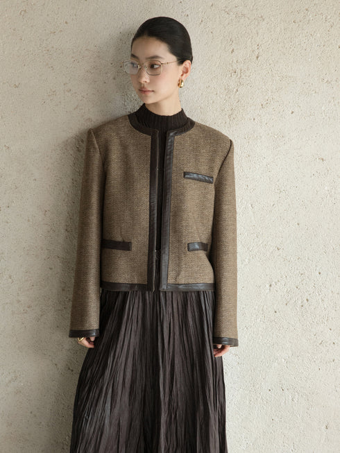 Arden Contrast-Trim Cropped Jacket
