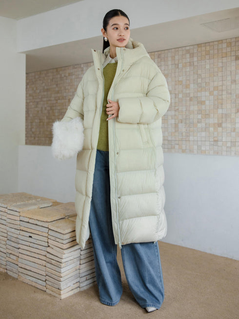 Manteau long à capuche en duvet