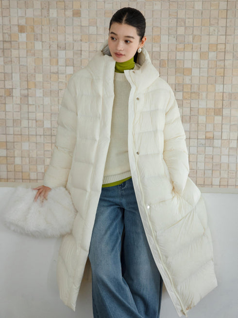 Manteau long à capuche en duvet
