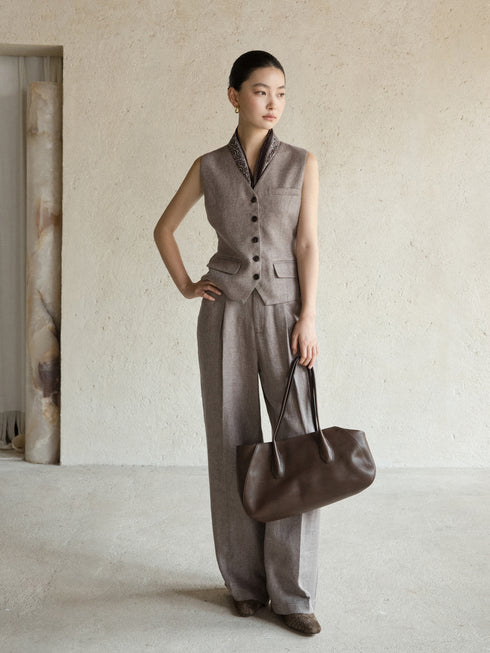 Eira Wide-Leg Linen-Blend Trousers