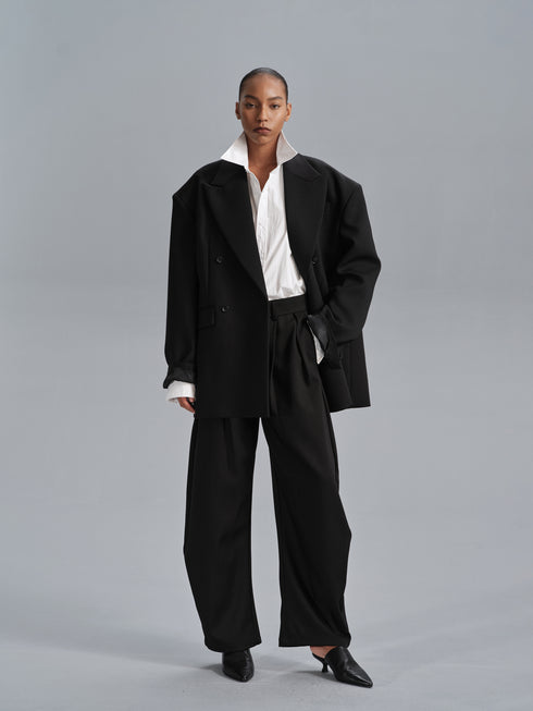 Kavi Oversized Frame Blazer - Black