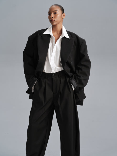 Kavi Oversized Frame Blazer - Black