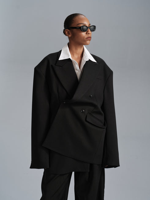 Kavi Oversized Frame Blazer - Black