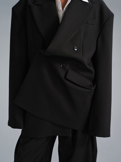 Kavi Oversized Frame Blazer - Black