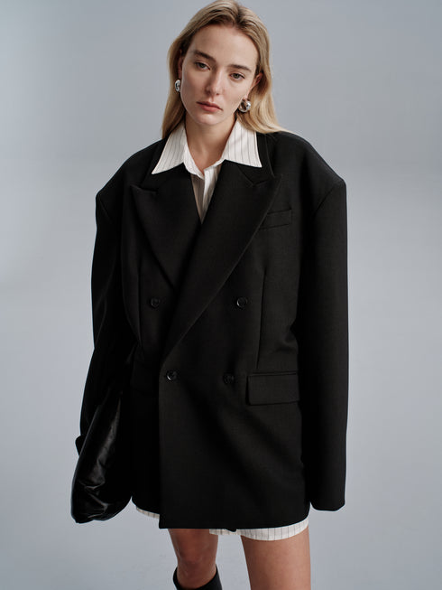 Kavi Oversized Frame Blazer - Black