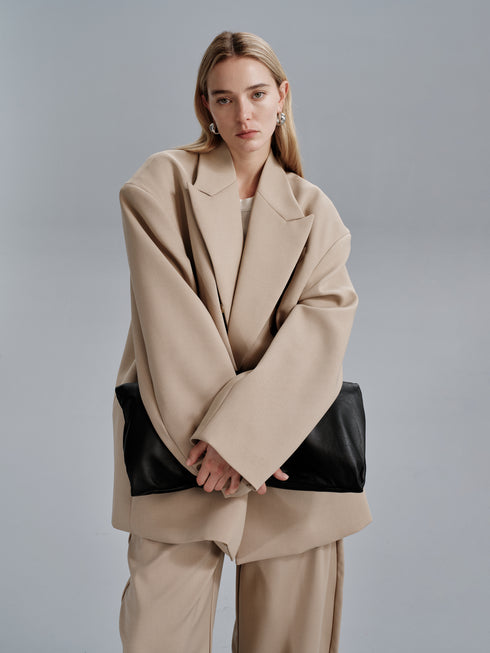 Kavi Oversized Frame Blazer - Khaki