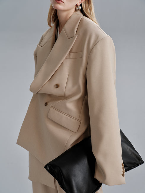 Kavi Oversized Frame Blazer - Khaki