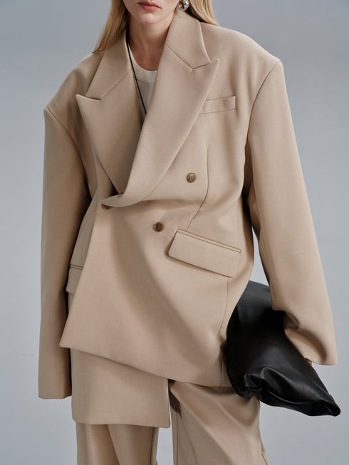Kavi Oversized Frame Blazer - Khaki