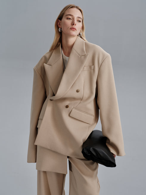 Kavi Oversized Frame Blazer - Khaki