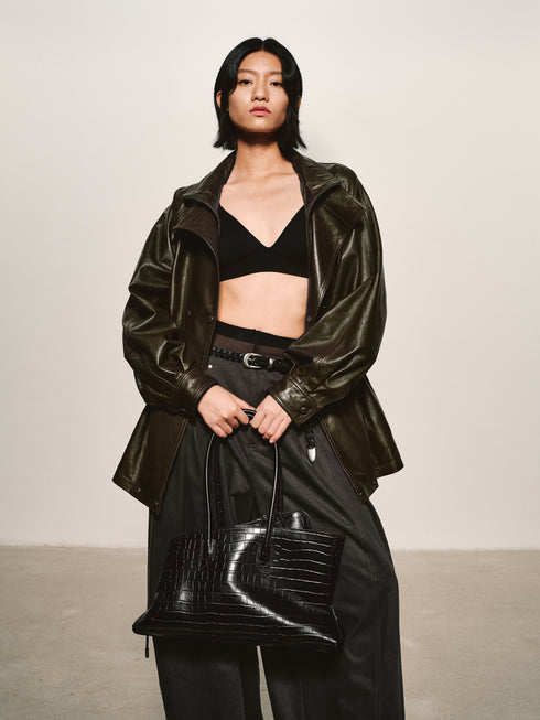 Lustrous Waxed Leather Jacket