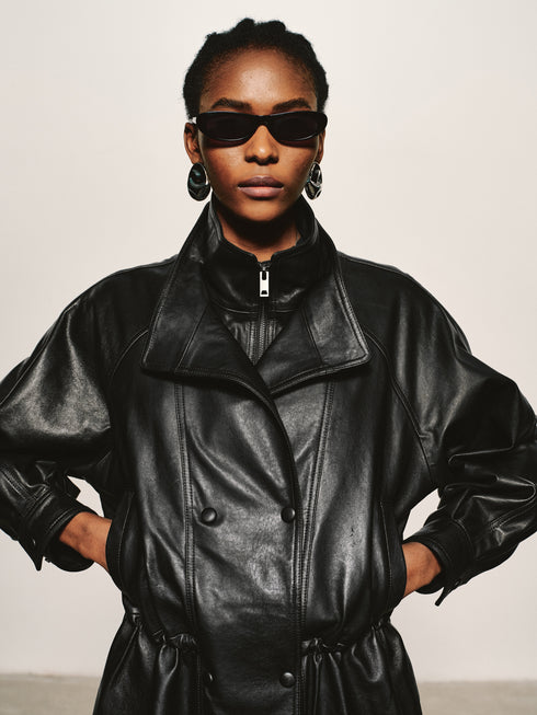 Lustrous Waxed Leather Jacket
