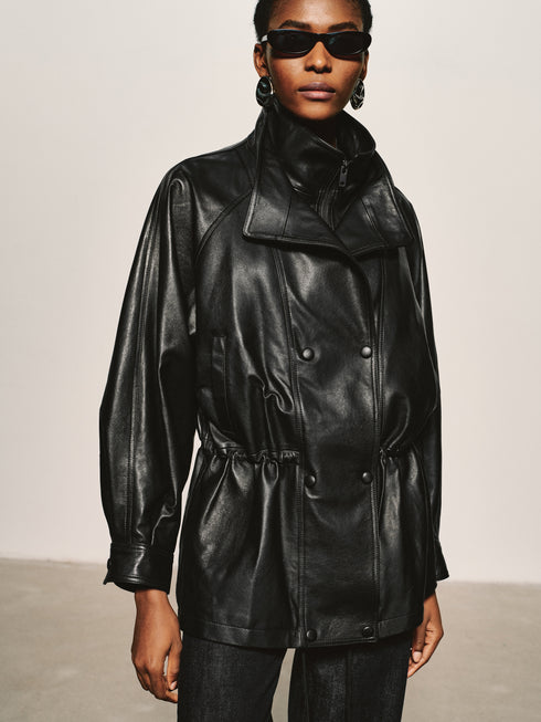 Lustrous Waxed Leather Jacket