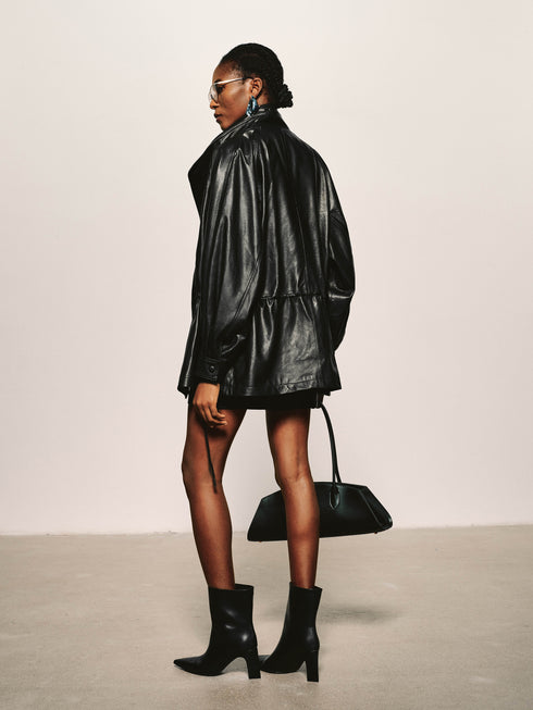 Lustrous Waxed Leather Jacket