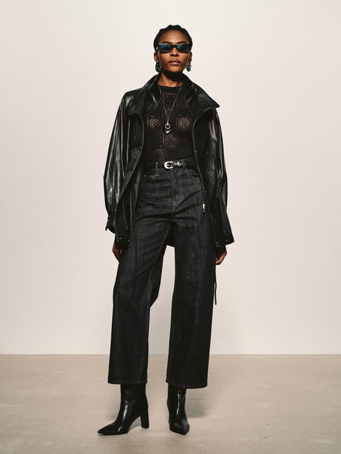 Lustrous Waxed Leather Jacket