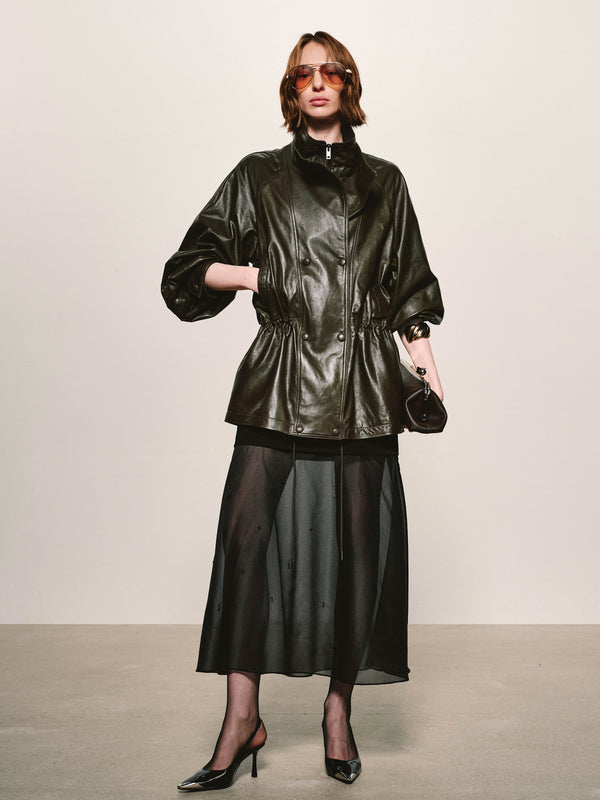 Lustrous Waxed Leather Jacket