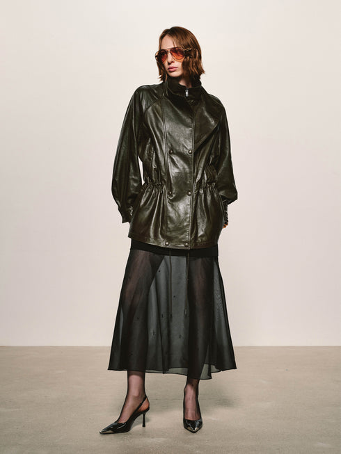 Lustrous Waxed Leather Jacket