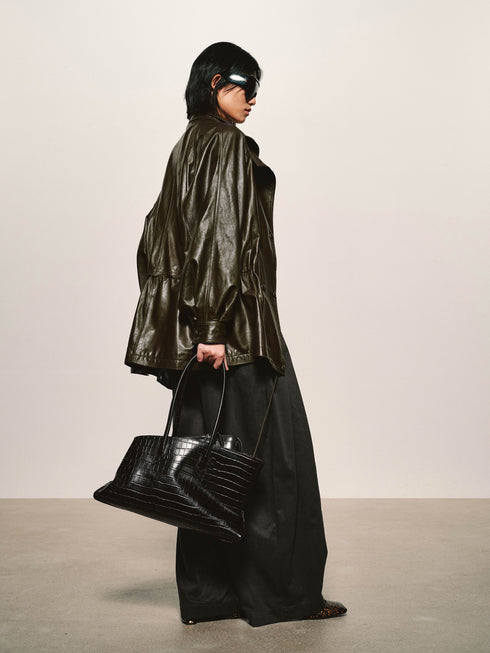 Lustrous Waxed Leather Jacket
