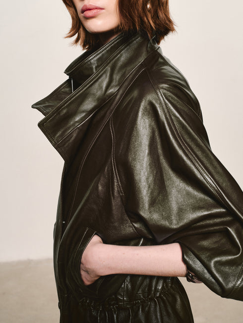 Lustrous Waxed Leather Jacket
