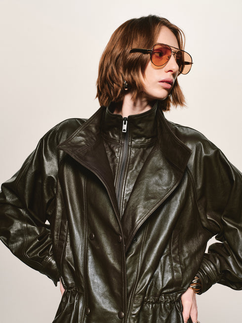 Lustrous Waxed Leather Jacket