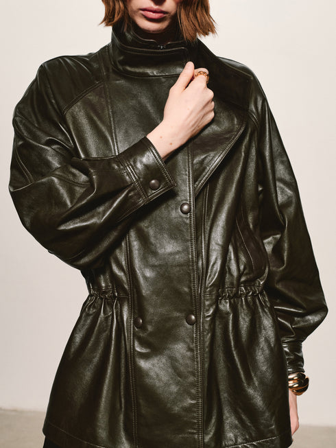 Lustrous Waxed Leather Jacket