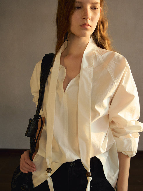 Maela Beaded Scarf Shirt
