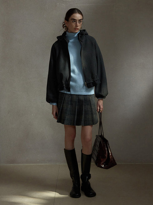 Sable Pleated Vintage Wool Skirt