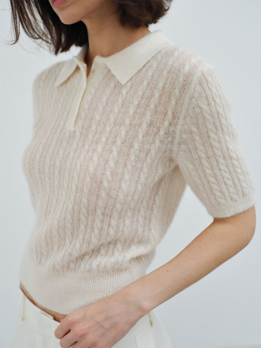 Cinder Curve Mohair Knit Polo