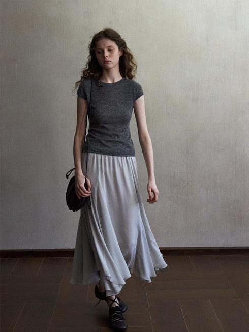 Inkveil Drape Gathered Skirt