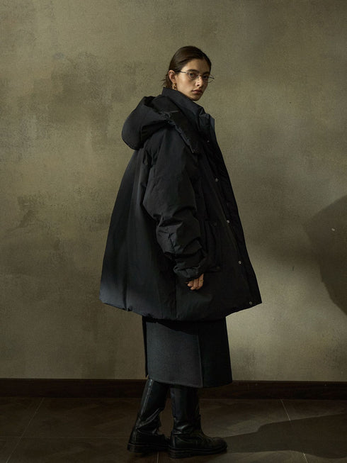 Veloria Stand-Collar Hooded Puffer Jacket