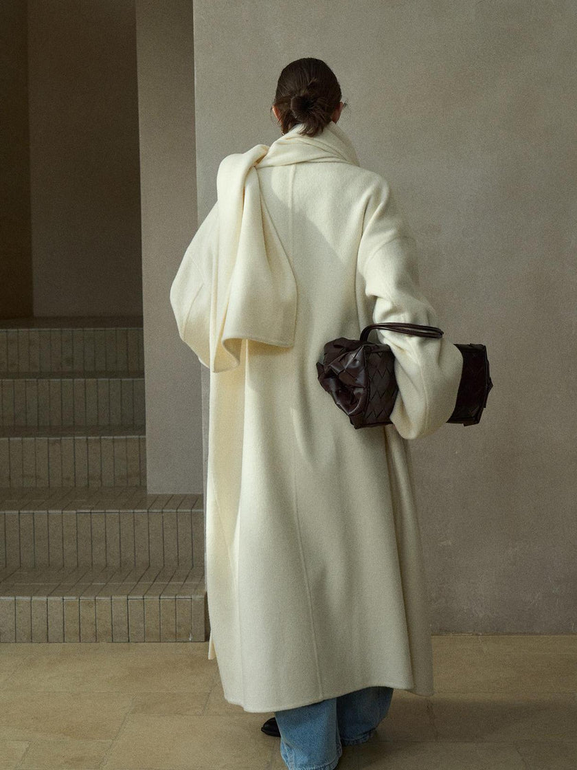 Halo Double-Faced Wool Coat with Scarf