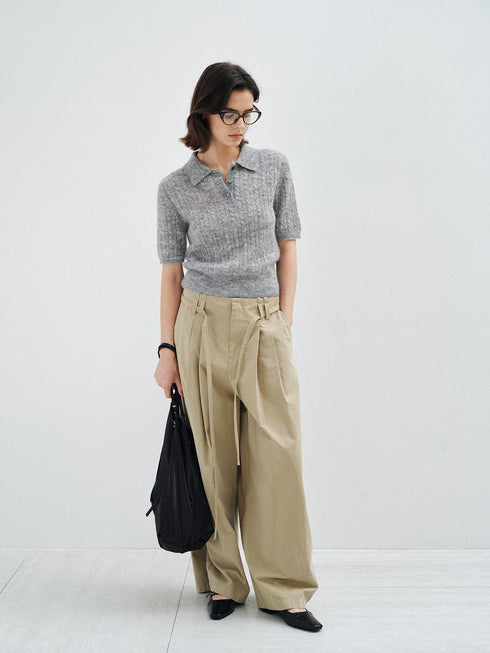 Cinder Curve Mohair Knit Polo