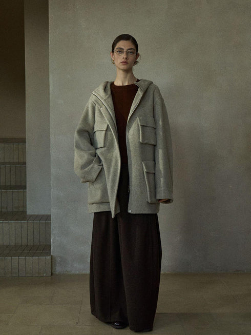 Axis Manteau en Laine Réversible