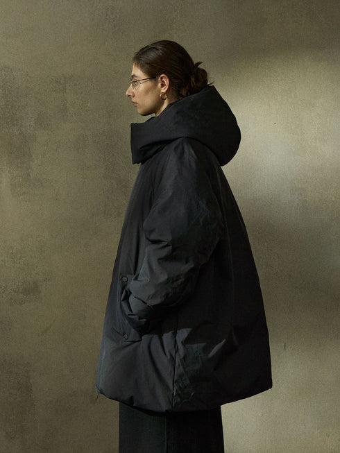 Veloria Stand-Collar Hooded Puffer Jacket