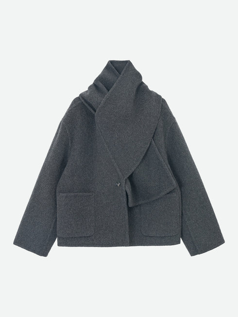 Manteau en laine réversible mono double face