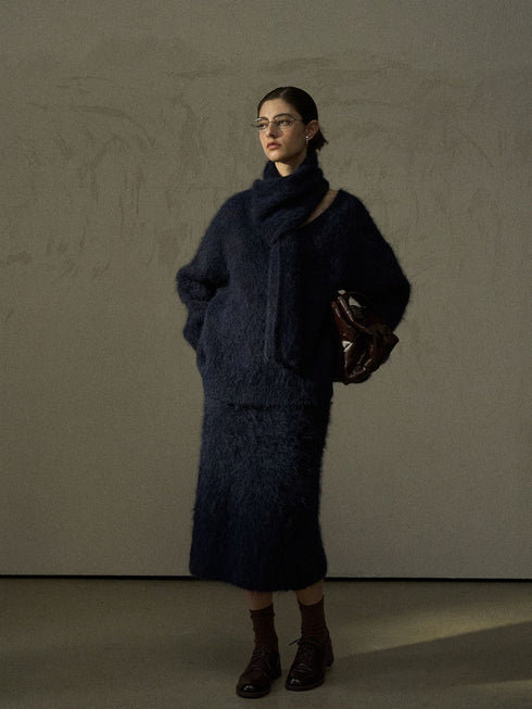 Suri Alpaca Scarf-Collar Knit