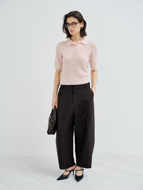 Cinder Curve Mohair Knit Polo