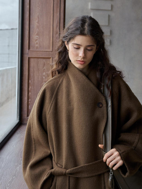 Meridian Manteau en Laine à Revers Double Face avec Encoches