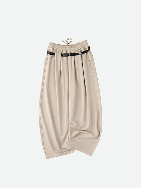 Pantalon Ample Ceinturé à Effet Brillant