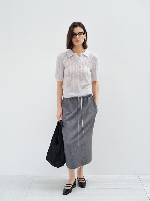 Cinder Curve Mohair Knit Polo