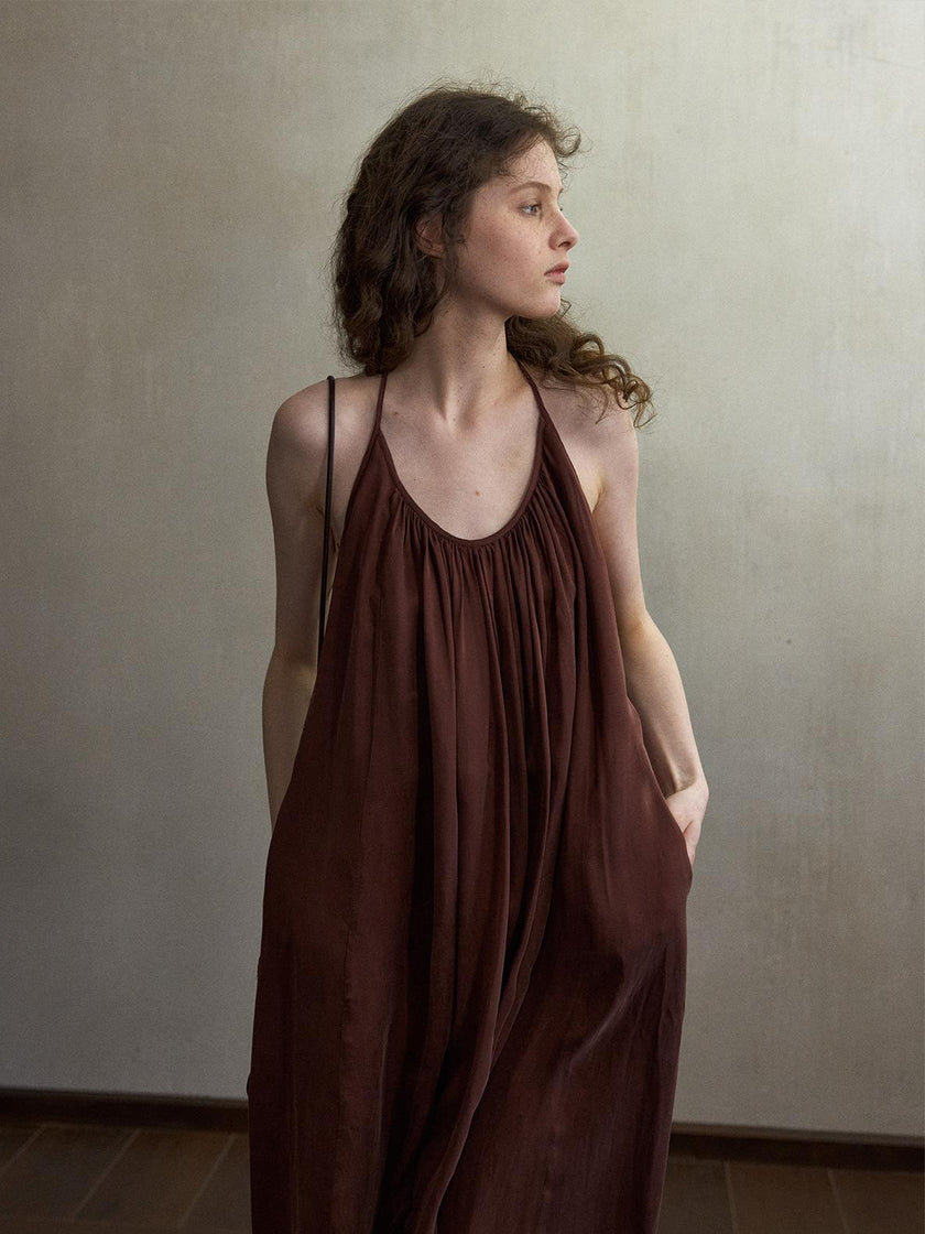 Nightfall Column Gathered Dress