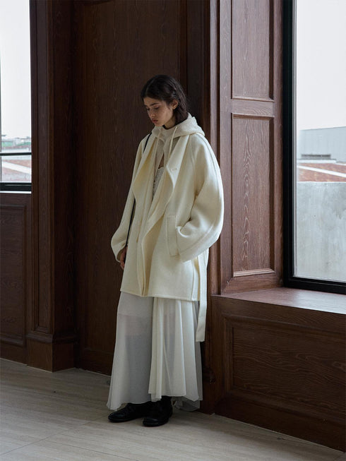 Meridian Manteau en Laine à Revers Double Face avec Encoches