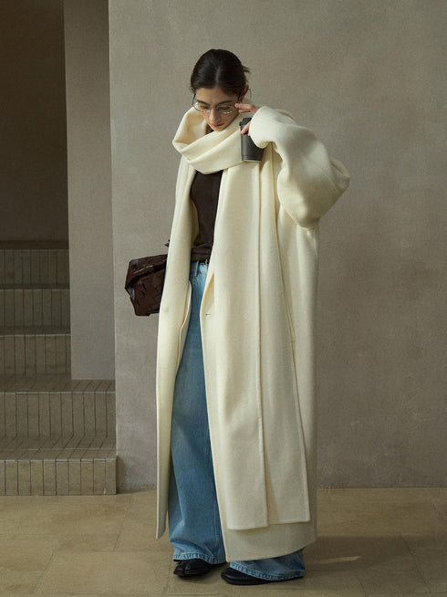 Halo Double-Faced Wool Coat with Scarf