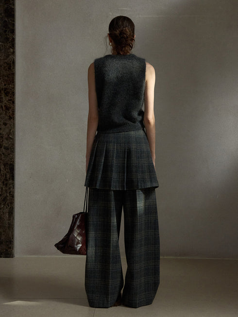 Sable Pleated Vintage Wool Skirt