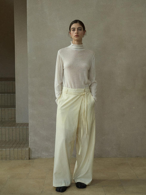 Eren Pantalon Croisé en Laine Douce