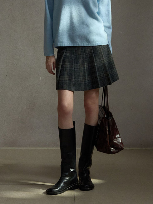 Sable Pleated Vintage Wool Skirt