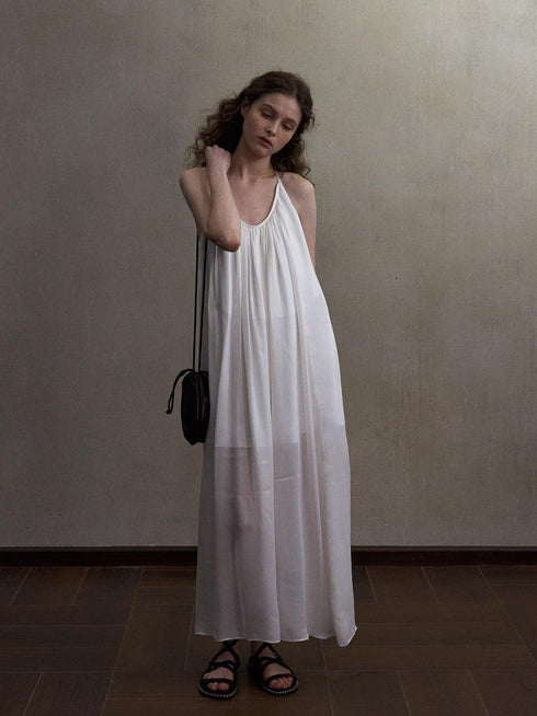 Nightfall Column Gathered Dress