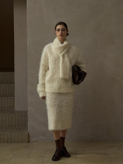 Suri Alpaca Scarf-Collar Knit