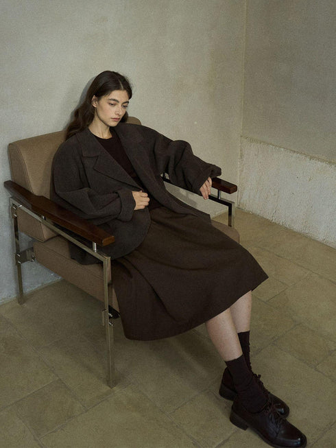 Manteau en laine Nova à encolure crantée